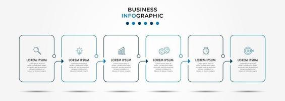 Plantilla de diseño infográfico con iconos y 6 opciones o pasos. vector