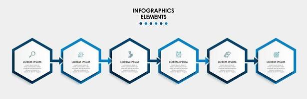 Plantilla de diseño infográfico con iconos y 6 opciones o pasos. vector