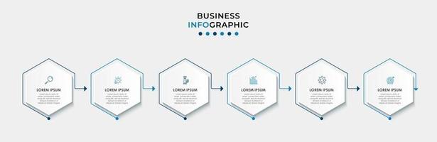 Plantilla de diseño infográfico con iconos y 6 opciones o pasos. vector