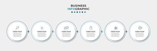 Infographic design template with icons and 6 options or steps vector