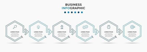 Plantilla de diseño infográfico con iconos y 6 opciones o pasos. vector