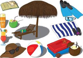 Beach recreation vector illustration set