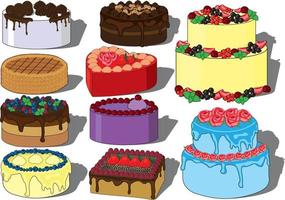 Sweet cake dessert vector illustration set