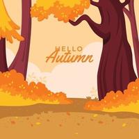 fondo de bosque de otoño de estilo brillante fresco vector