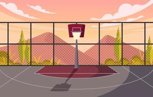 Lone Backboard on Basketball Field Overlooking Mountains vector