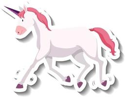 pose de pie unicornio rosa sobre fondo blanco vector