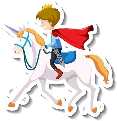 Prince riding horse cartoon sticker