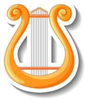 A sticker template with greek golden lyre isolated vector