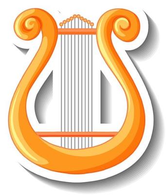 A sticker template with greek golden lyre isolated