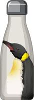 A white thermos bottle with penguin pattern vector