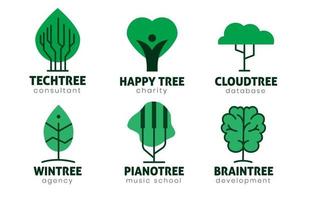 various simple tree logo element vector