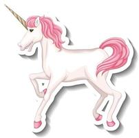 pose de pie unicornio rosa sobre fondo blanco vector