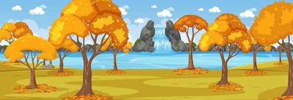 Park in autumn season horizontal scene at day time vector