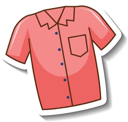 A sticker template with front of pink shirt isolated
