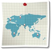 Folded paper world map vector