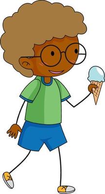 Cute boy holding ice cream cone isolated