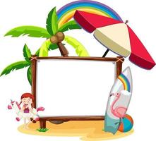 Summer Beach theme with empty banner isolated on white background vector