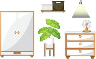 Conjunto de muebles para diseño de interiores sobre fondo blanco. vector