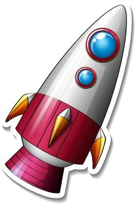 A sticker template with Rocket Space Cartoon isolated