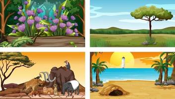 Four different nature horizontal scene vector