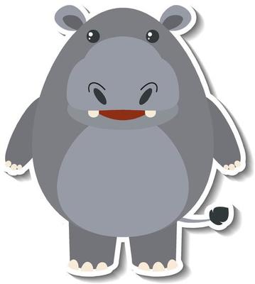 A cute hippopotamus cartoon animal sticker