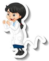 Cartoon character sticker with a girl in science gown vector