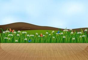 Empty nature landscape scene with sky blur background vector