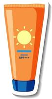Sunscreen lotion product cartoon sticker vector