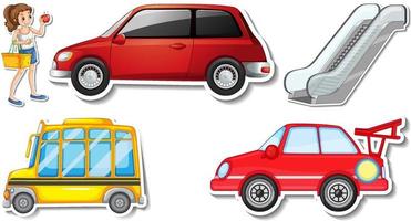 Random stickers with transportable vehicle objects vector