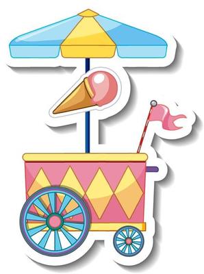 Sticker template with Ice cream cart isolated