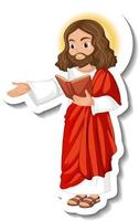 Jesus Christ cartoon character sticker on white background vector