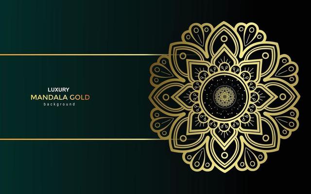 Luxury gold mandala ornate background for wedding invitation