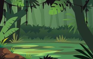 paisaje de bosque de naturaleza de dibujos animados vector