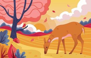 Flora and Fauna Landscape in Autumn vector