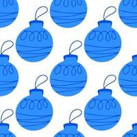 Seamless pattern made from hand drawn blue Christmas tree ball vector