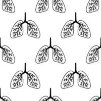 patrón sin costuras hecho de ilustración de pulmones dibujados a mano vector
