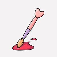 paint brush with pink heart illustration vector