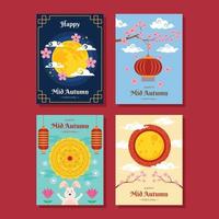 Set Of happy Mid Autumn Festival Card vector