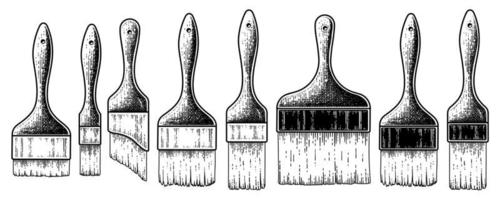 Vintage Paint Brushes Collection Hand drawn Sketch vector Illustration