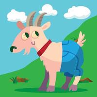 goat on a hill in denim shorts vector