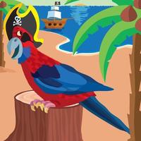 Cute rosella parrot in Parrots of the Caribbean mode vector