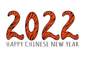 2022 orange numbers with tiger stripes fur pattern isolated vector