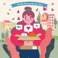 World Humanitarian Day Woman Character vector
