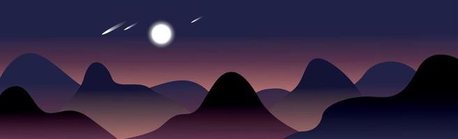 Panoramic mountain evening landscape on the background vector