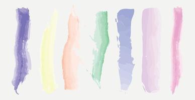 Various strokes of color paint on white background - Vector