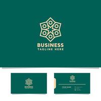 Ornamental star pattern logo with business card template vector