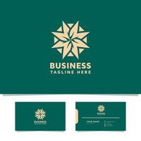 Ornamental flower pattern logo with business card template vector