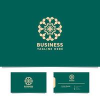 Ornamental flower pattern logo with business card template vector