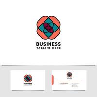 Colorful flower pattern logo with business card template vector