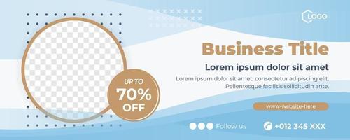 Blue horizontal banner with frame vector